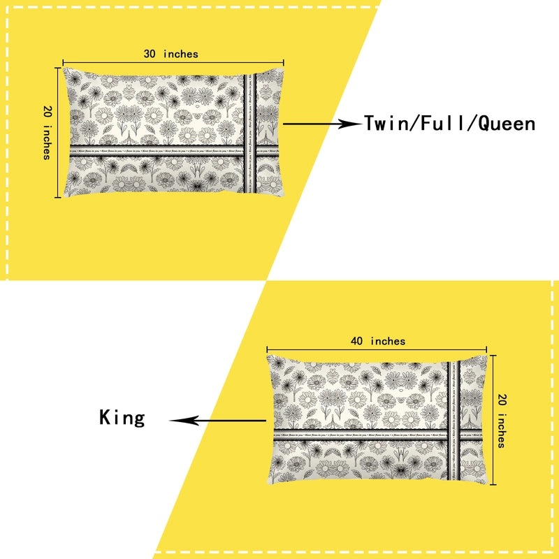 Charming Letter and Daisy Print Polyester Pillowcases for Bedding|Home Decor & Bedding