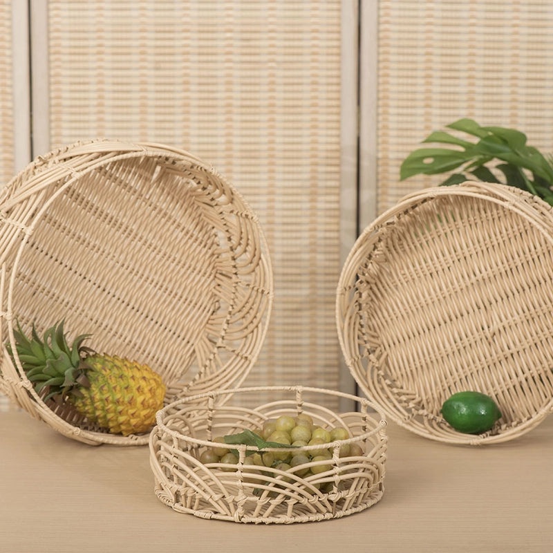 Handmade Rattan Desktop Storage Basket for Home Living Room Creative Sundries Organizer|Home Storage & Organization