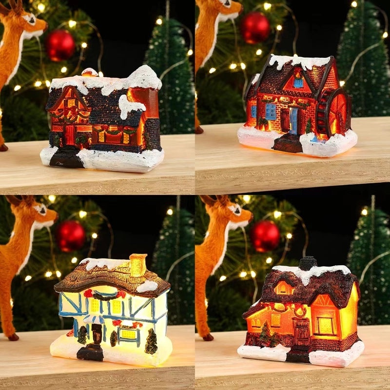 Christmas Mini Ornaments Luminous Holiday Decorations Christmas Eve Micro Landscape Desktop Window Gift Ideas|Home Decor & Holiday Accessories