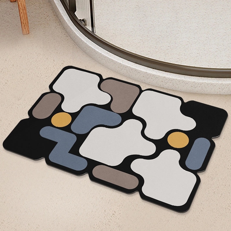 Geometric Diatom Mud Absorbent Bath Mat Non-Slip Soft Bathroom Rug|Bath Accessories