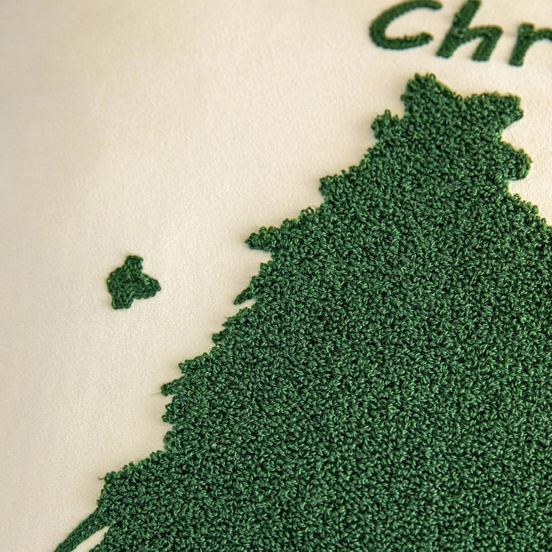 Christmas Tree Santa Elk Velvet Cotton Throw Pillow for Couch & Sofa | Home Decor Pillows