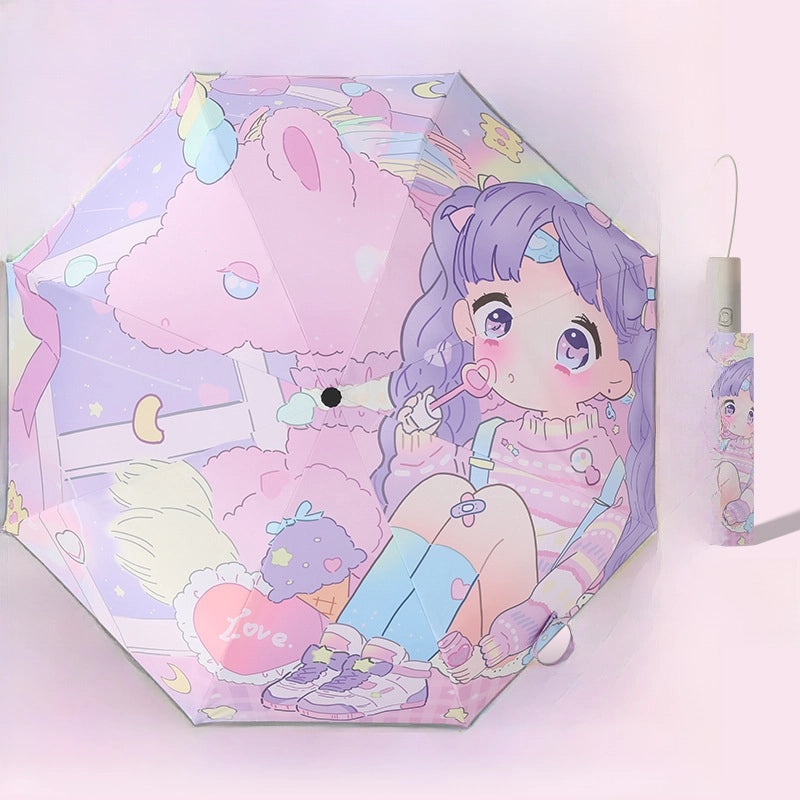 Kids Automatic Folding Umbrella with Anti-Rebound, Vinyl Material and Reflective Strip | Children's Umbrellas