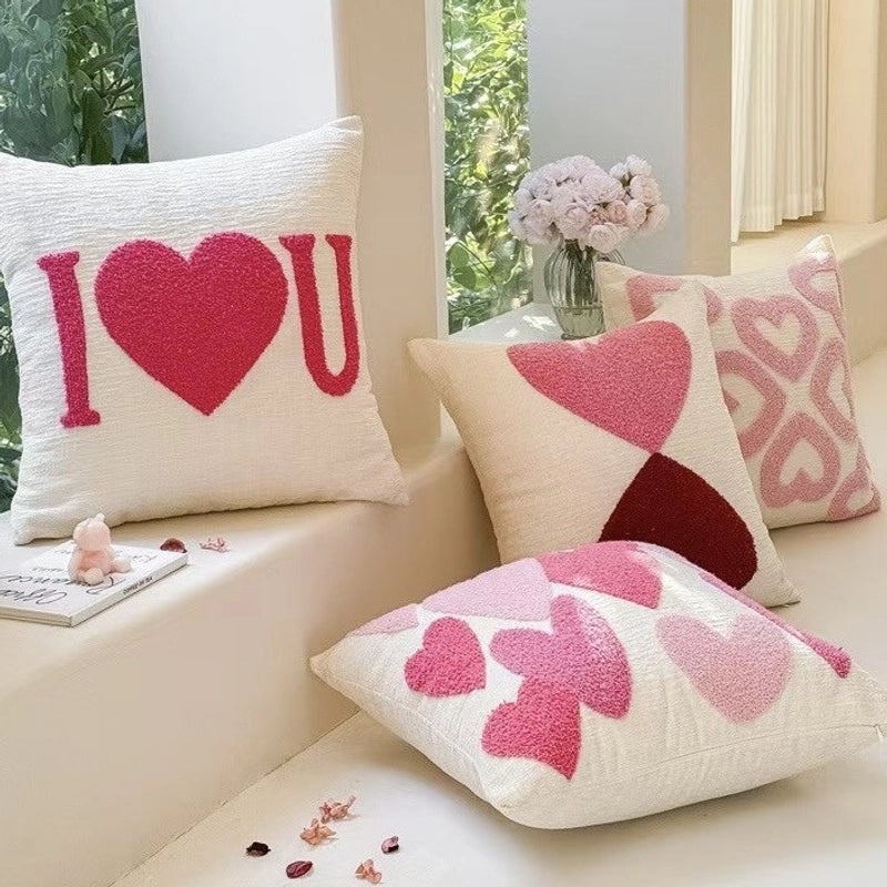 Minimalist Heart Letter Embroidered Pillow Cases for Valentine’s Day | Home Decor Pillows