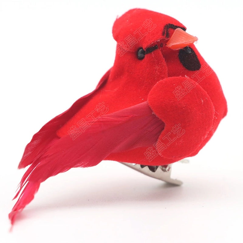 Red Bird Christmas Tree Clip 6cm Mini Simulation Garland Decoration with Feet|Holiday Ornaments