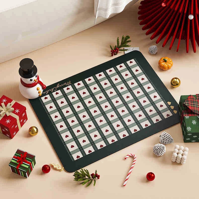 Christmas Holiday Printed Polyester Bath Mat for Casual Vacation Use|Home Decor & Bath Rugs