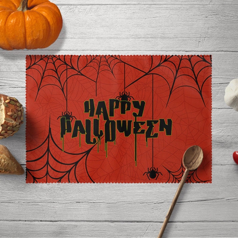 Halloween Pumpkin Skull Polyester Placemat Funny Decorative Dining Mat|Home Decor Tableware