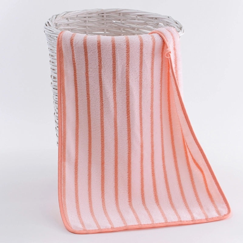 Coral Velvet Thick Absorbent Striped Face Towel Set | Home & Bath Towels