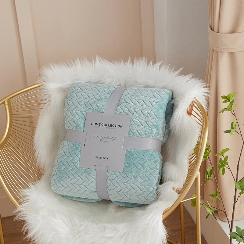 Coral Fleece Blanket with Wheat Ear Pattern Thickened Air-conditioning Nap Blanket Soft Single Double Bed Sheet Small Gift Blanket|Home Textiles