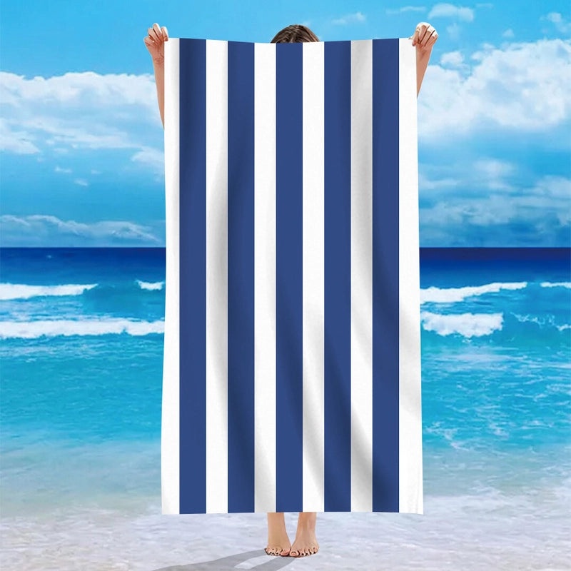 Personalized Single-Sided Velvet Microfiber Beach Towel with Striped Pattern|Beach Towels