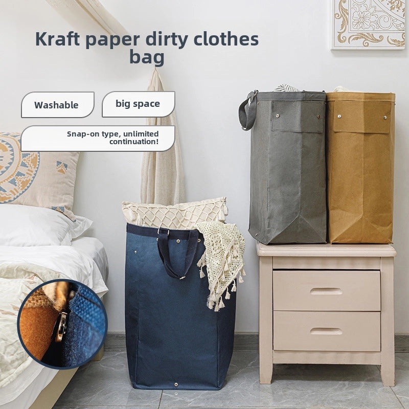 Biodegradable Kraft Paper Storage Bag for Laundry Toys Clothes Organizing Large Space | Home Storage & Organization