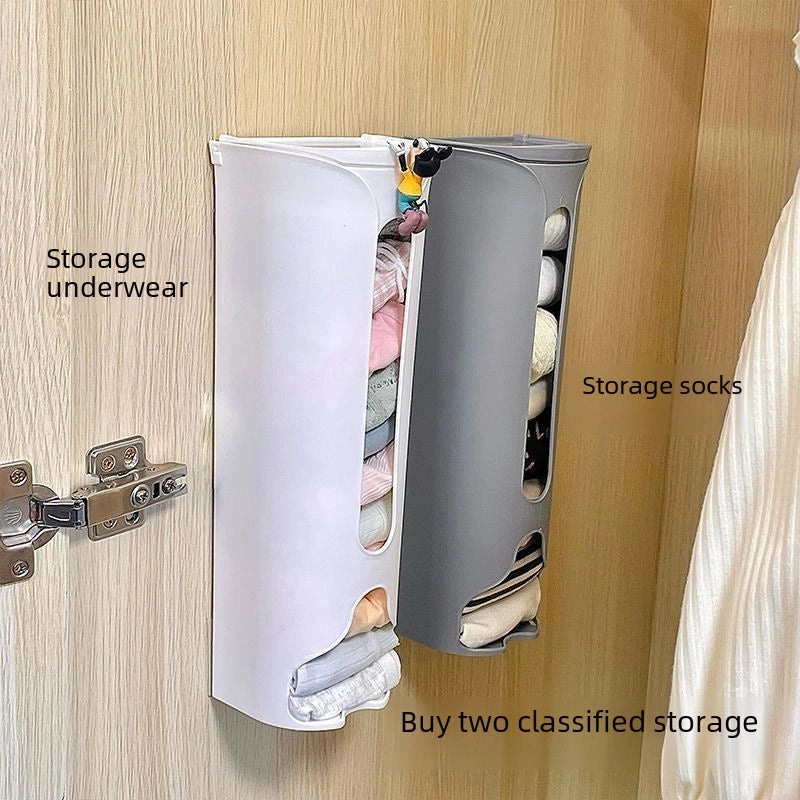 Wall-Mounted Pull-Out Panties and Socks Organizer Storage Box Punch-Free Installation|Home Storage & Organization