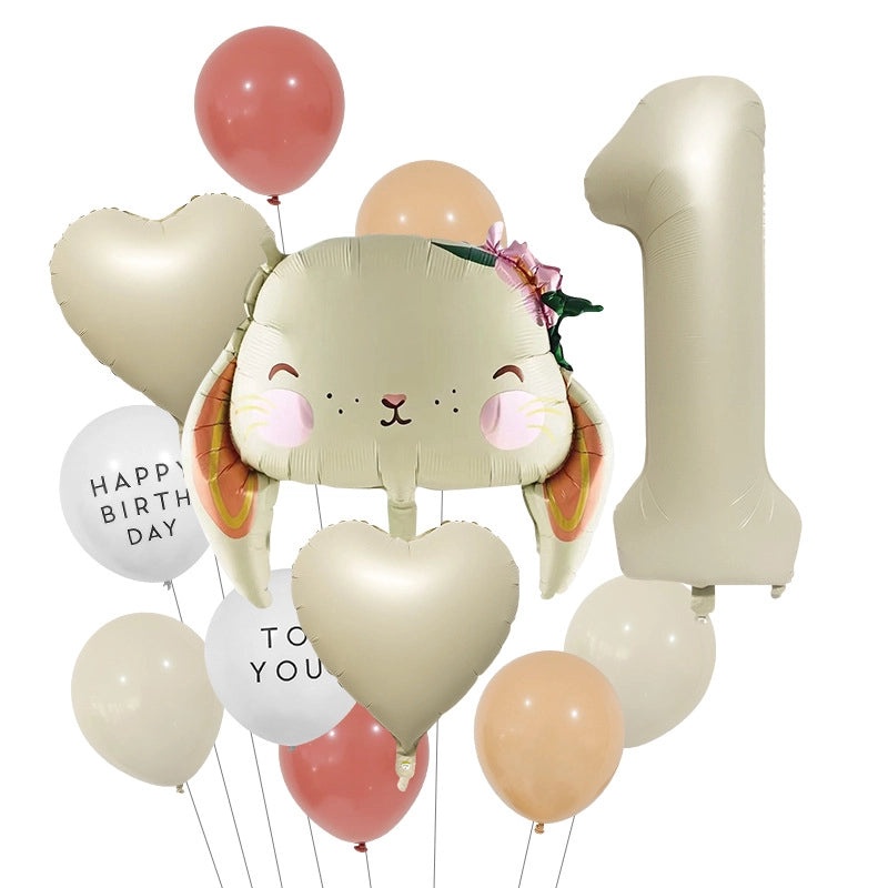 2 Pieces Birthday Rabbit Number Balloons Aluminum Foil Cute Party Decorations|Party Supplies Balloons