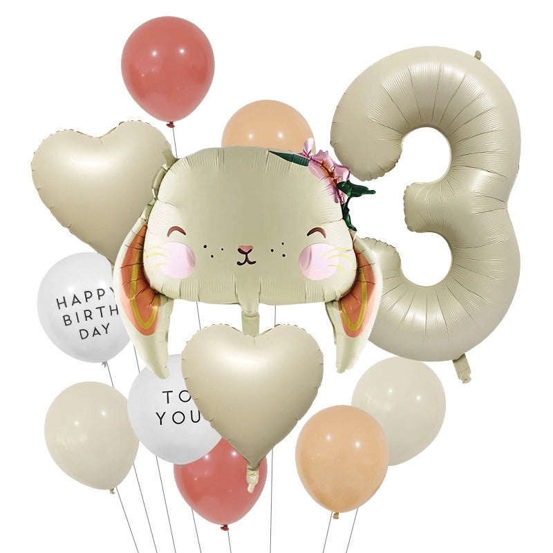 2 Pieces Birthday Rabbit Number Balloons Aluminum Foil Cute Party Decorations|Party Supplies Balloons