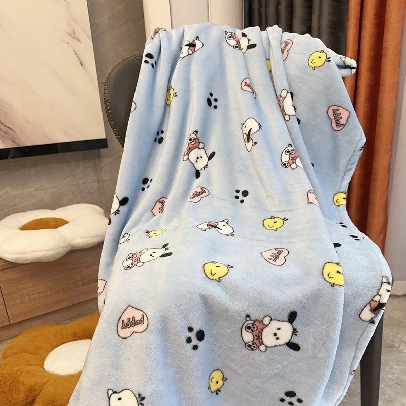 Cozy Cartoon Crayon Plush Flannel Blanket for Autumn Winter | Home & Living Bedding