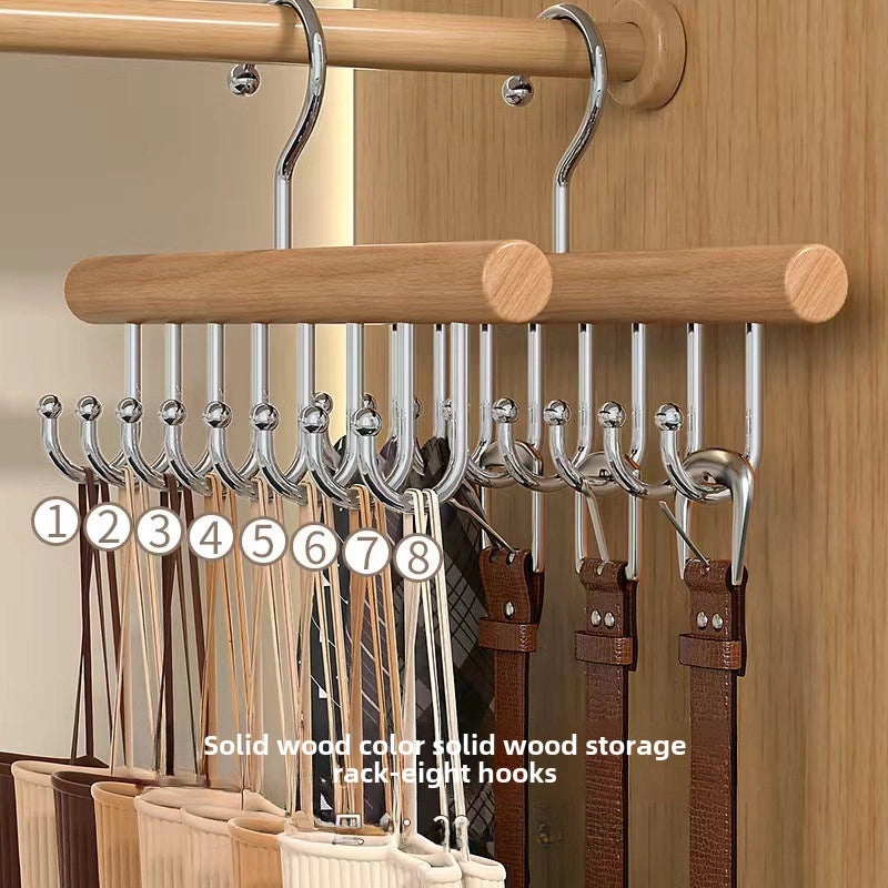 Multi-functional Solid Wood Clothes Hanger with Hooks for Underwear, Vests, Ties | Home Storage & Organization