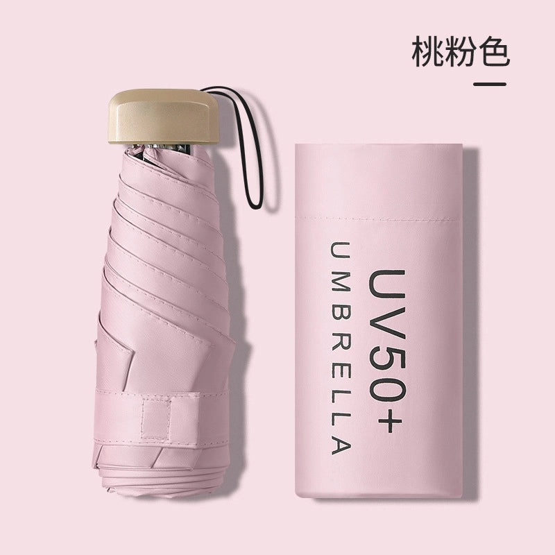 Ultra Lightweight Portable Mini Sun Umbrella with UV Protection, 6 Bones, Black Rubber Handle | Sun Protection Umbrellas