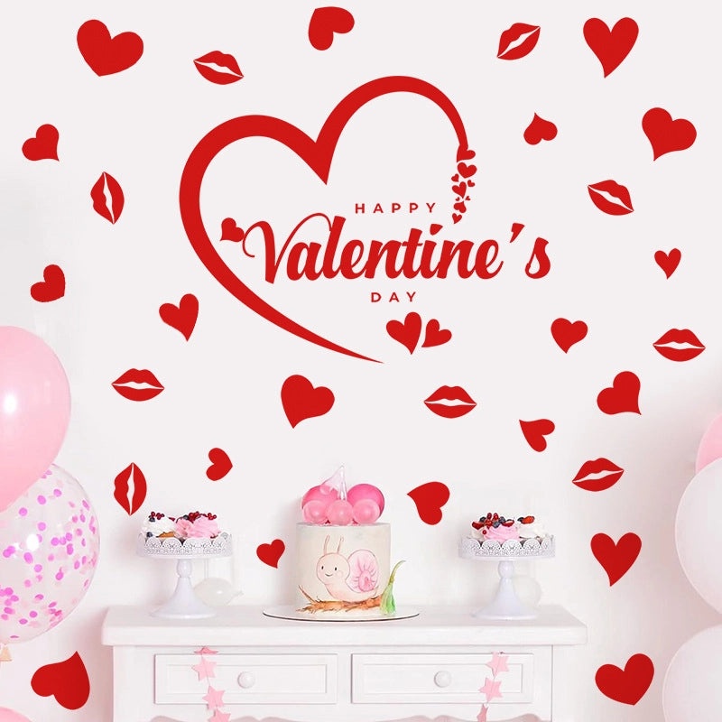 Valentine's Day Heart Shaped PVC Wall Sticker for Casual Home Decor|Home Decor