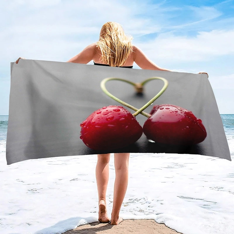 Adorable Cherry Patterned Superfine Fiber Towel | Home & Kitchen Towels