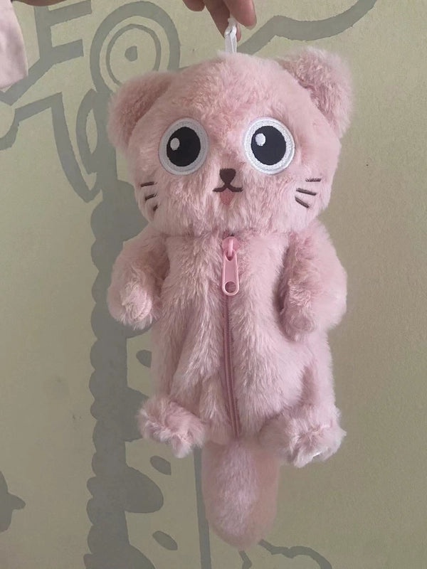 Big Eye Cat Plush Tissue Box Pencil Case Multifunctional Cosmetic Bag Hanging|Cosmetic Bags & Cases