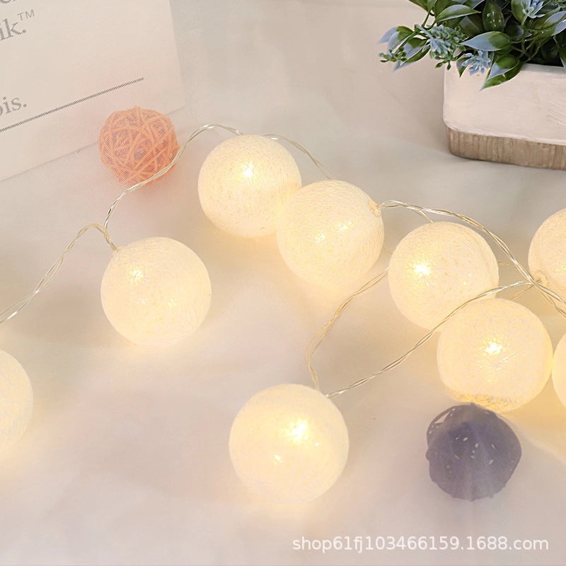 Cotton Ball LED String Lights for Kids Room Tent Party Wedding Decoration Creative Ambient Lighting|Home Decor Lighting