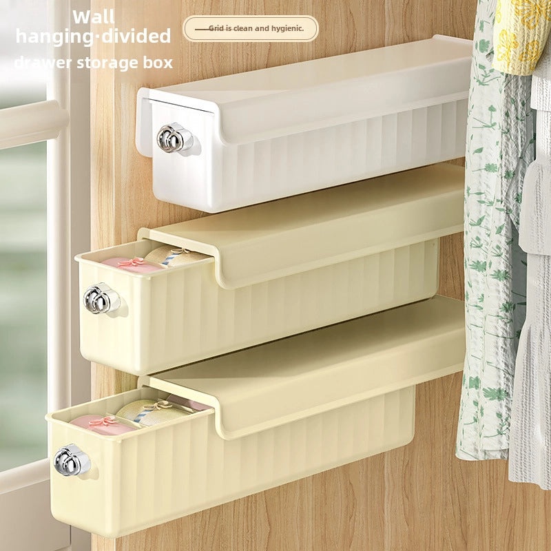 Three-in-One Underwear and Socks Storage Box with Lid, Wall-Mounted Plastic Organizer for Wardrobe|Home Storage & Organization