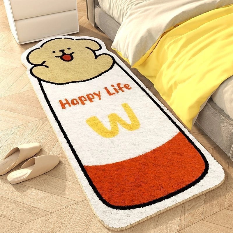 Cute Puppy Shaped Kids Bedroom Rug Soft Faux Cashmere Non-slip Carpet for Girls' Room Bay Window Mat|Home Decor Carpet