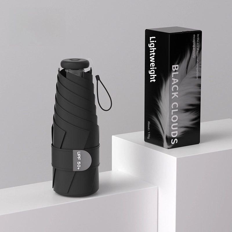 60% Foldable Sun Umbrella Women’s UV Protection Compact Portable Sunscreen Rainproof Dual-Use Mini Card Pocket|Umbrellas & Sun Protection