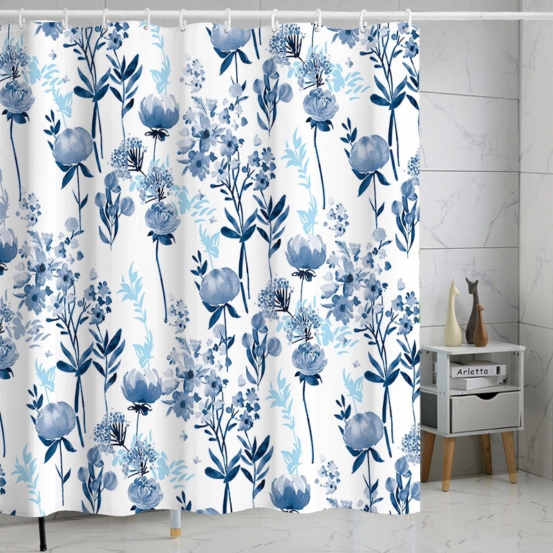 Waterproof Tropical Jungle Leaf Shower Curtain with Hooks 3D Printed Polyester for Bathroom|Shower Curtains & Accessories