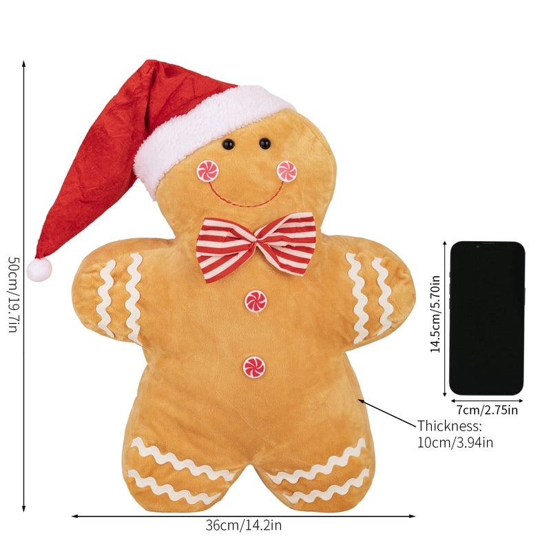 Cute Christmas Hat Gingerbread Throw Pillow Polyester Holiday Party Table Decoration|Home Decor