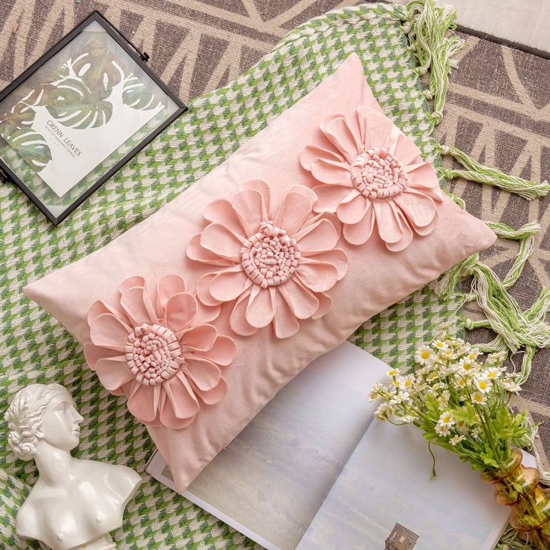 Heart-Shaped Solid Color Flower Pillow Covers for Couch and Sofa Decor | Home Decor & Cushion Covers