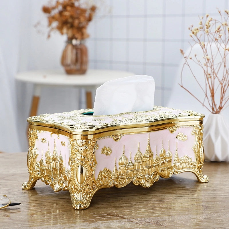 Golden Edge Small Napkin Tissue Box for Home Desktop Use | Home & Living Accessories