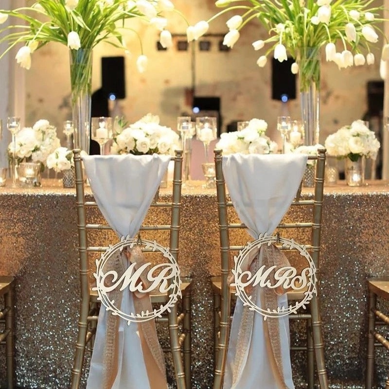 Wooden Wedding Chair Back Signs Mr & Mrs Letter Pendant Creative Seat Decorations|Wedding Decorations