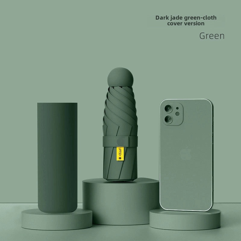 60% Foldable Sun Umbrella Women’s UV Protection Compact Portable Sunscreen Rainproof Dual-Use Mini Card Pocket|Umbrellas & Sun Protection