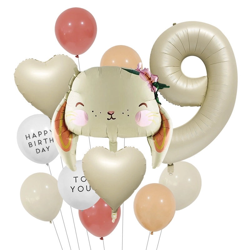 2 Pieces Birthday Rabbit Number Balloons Aluminum Foil Cute Party Decorations|Party Supplies Balloons
