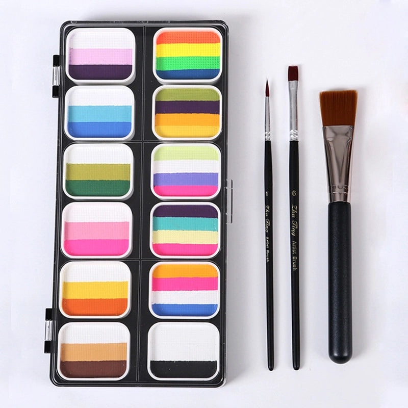 12-Color Face Paint Set for Kids Water-Soluble Safe Halloween Body Makeup|Children's Face Paint & Body Art