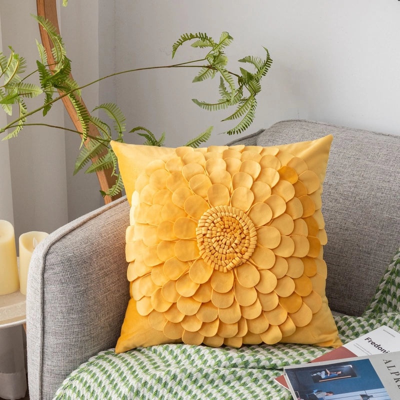 Cute Letter Flower Velvet Throw Pillow Cover for Couch Sofa Decor|Home Decor Pillows