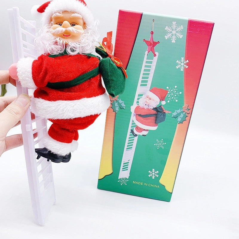 Christmas Fiber Optic Climbing Ladder Red White Double and Single with Santa Deer and Sleigh Decorations|Holiday Decorations