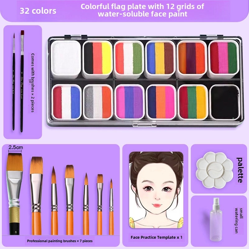 12-Color Face Paint Set for Kids Water-Soluble Safe Halloween Body Makeup|Children's Face Paint & Body Art