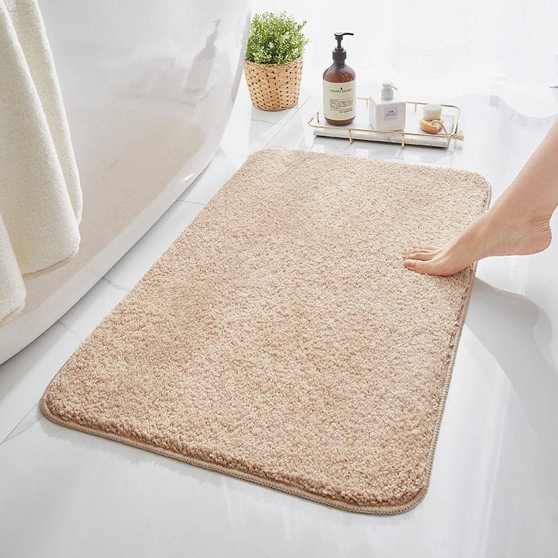 Solid Color Non-Slip Bathroom Door Mat Thickened Absorbent Fiber Floor Mat|Home & Living Bath Accessories