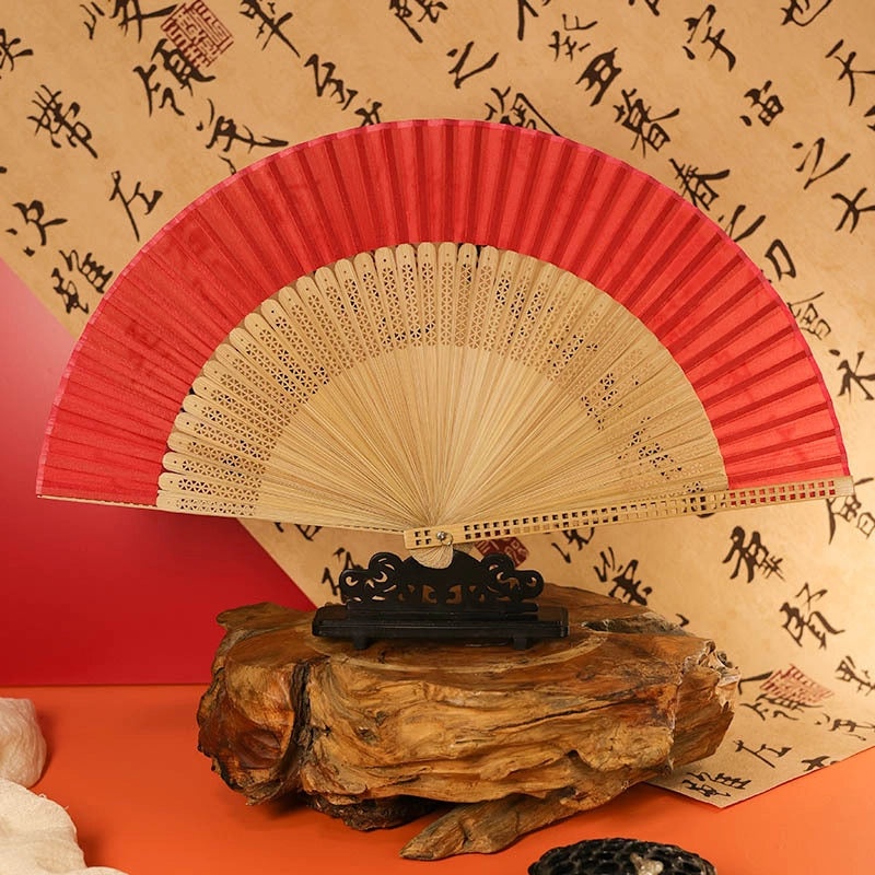 Chinoiserie Raw Silk Solid Color Fans for Heating & Decoration|Home & Living Fans & Cooling Accessories