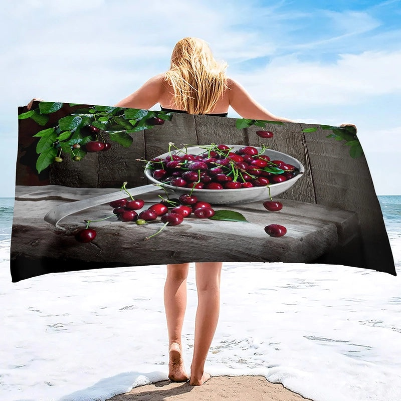Adorable Cherry Patterned Superfine Fiber Towel | Home & Kitchen Towels