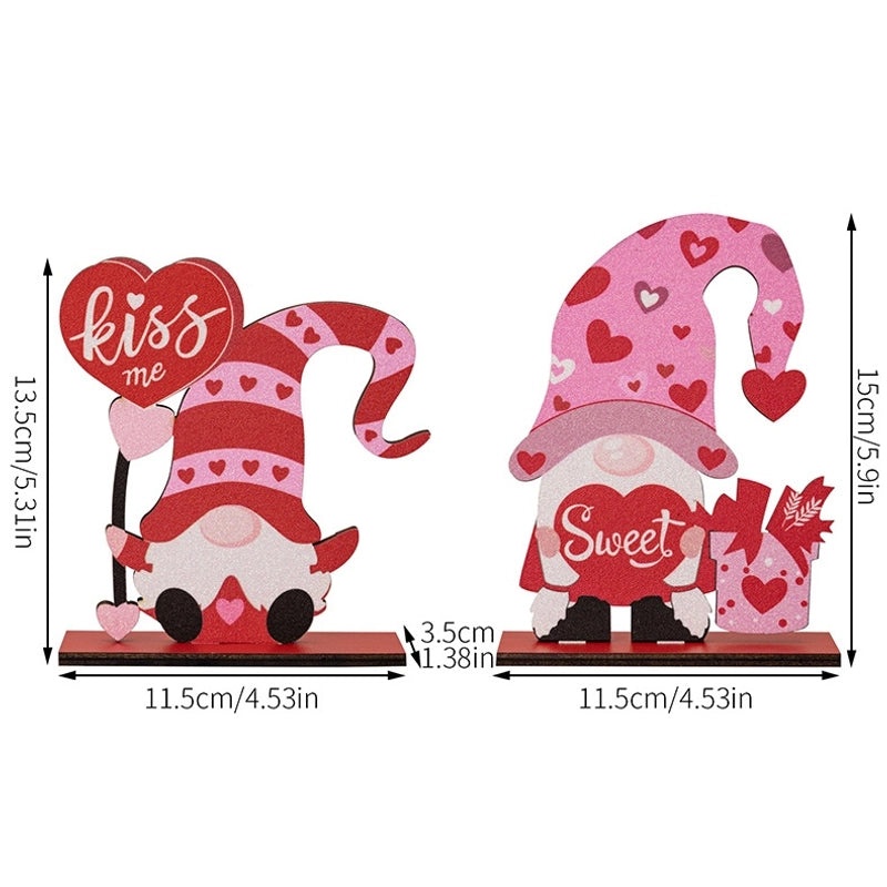 Valentine’s Day Heart Shaped Plywood Indoor Date Ornament Rudolph Doll Table Decor|Home Decor
