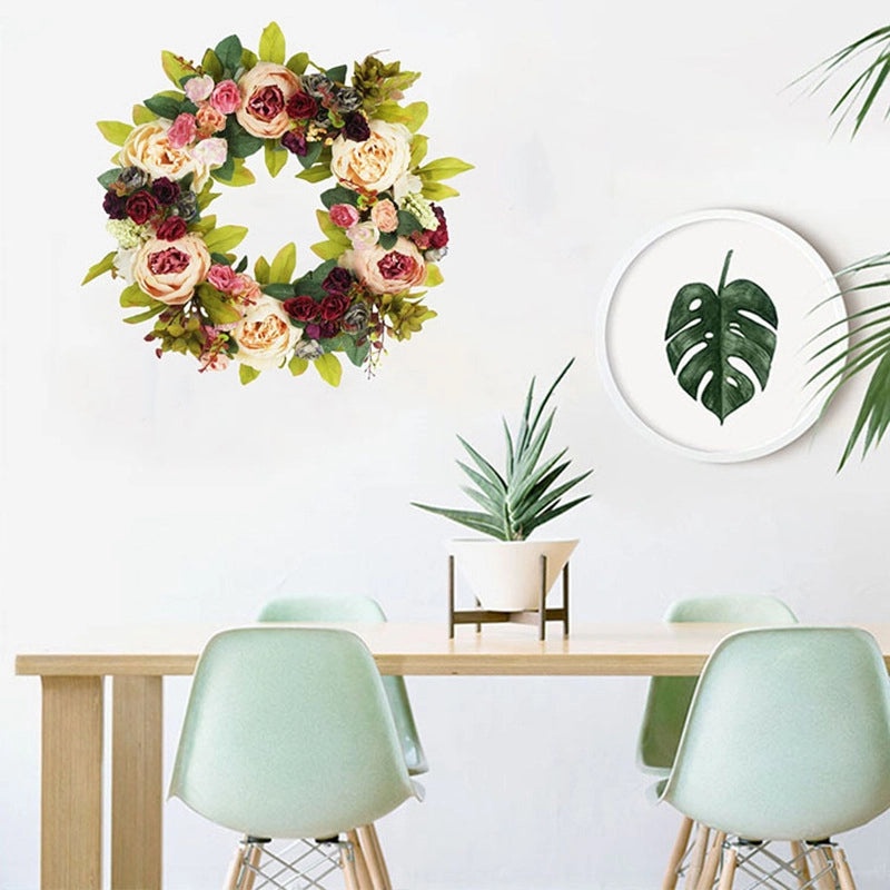 European Style Spring Artificial Flower Wreath for Wall and Door Hanging | Home Decor & Seasonal Decorations