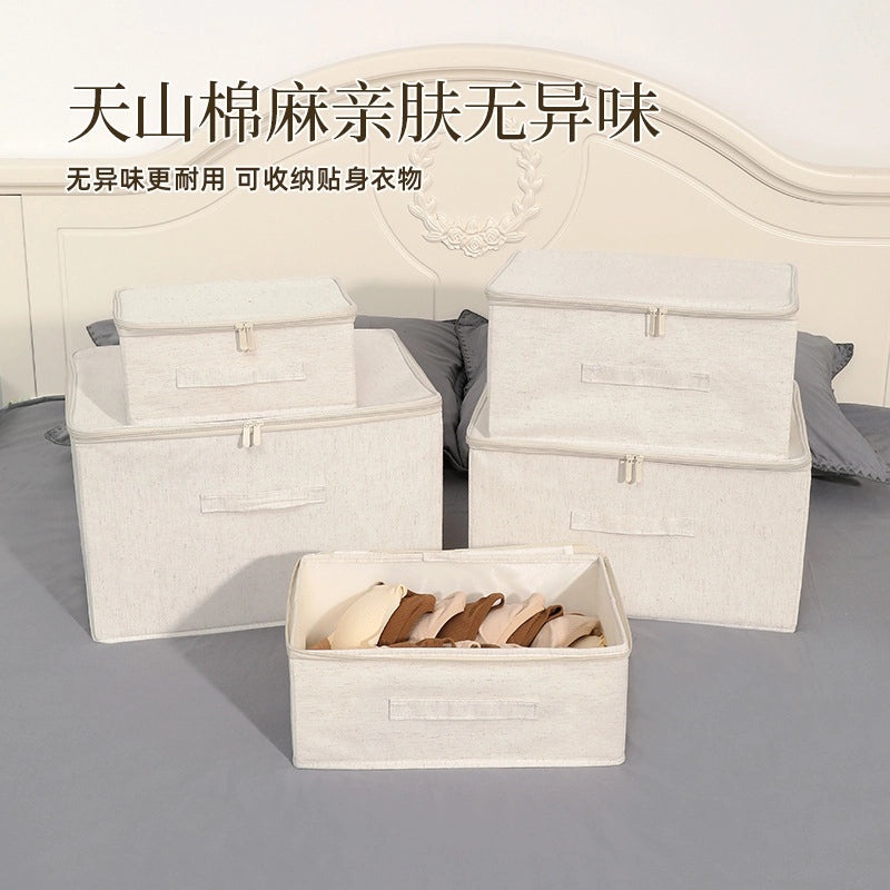 Tianshan Soft Cotton Linen Storage Box Foldable Wardrobe Organizer Clothes Finishing Box|Home Storage & Organization