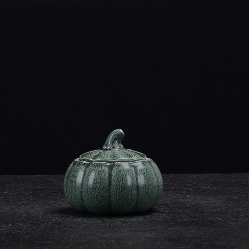 Ceramic Pumpkin Tea Canister Sealed Moisture-Proof Storage Red Green Tea Container with Logo|Kitchen Storage & Organization