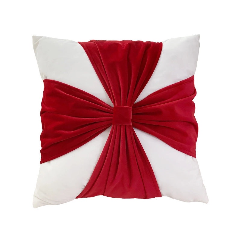 Christmas Modern Letter Bow Knot PP Cotton Flannel Throw Pillow Cover for Sofa Couch Decor|Home Decor & Pillows