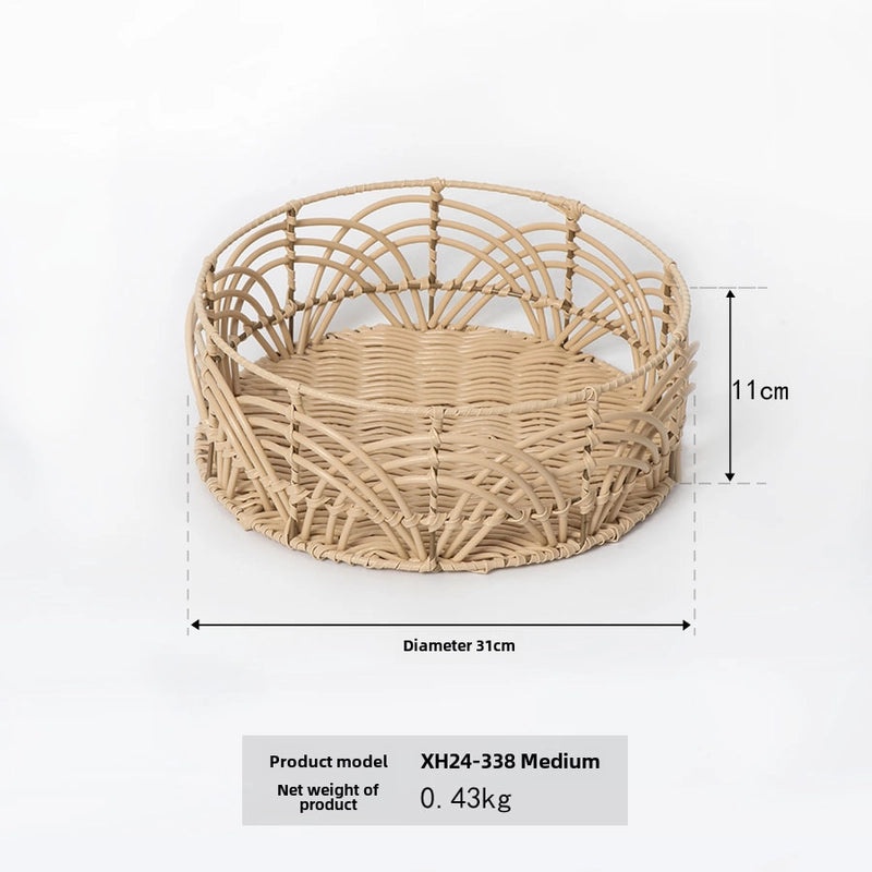 Handmade Rattan Desktop Storage Basket for Home Living Room Creative Sundries Organizer|Home Storage & Organization