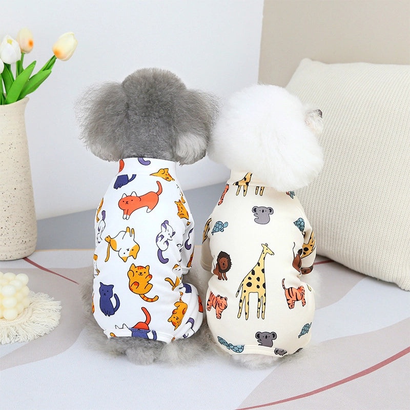 Spring Summer Pet Apparel Cute Printed Tiger Four-Legged Dog Cat Home Clothes Small Medium Puppy Wear|宠物服装