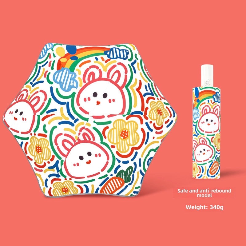 Kids Safety Anti-Rebound Folding Umbrella Cartoon Design Full Automatic Portable Dual-Use for Boys and Girls|Children's Umbrellas