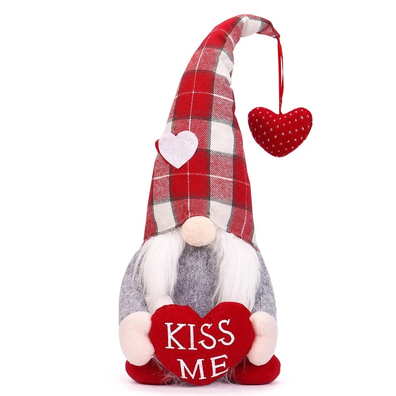 Valentine's Day Plaid Heart Cartoon Rudolph Doll Cute Cloth Decoration Party Supply|Home Decor